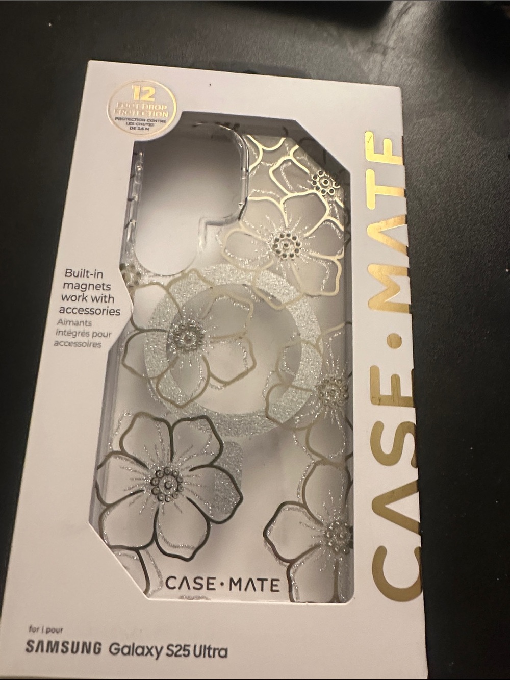 case-mate Silver Glitter Floral Phone Case